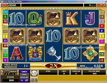 Avalon Video Slot Free Spin Main Screen