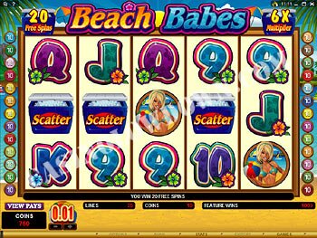 Beach Babes Free Spins Screen