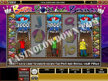 Bob's Bowling Bonanza Bonus Screen