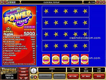 Bonus Deuces Wild Bonus Poker Main Screen