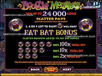 Boogie Monsters Paytable