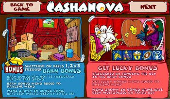 Cashanova Paytable Screen