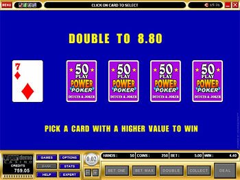 Deuces and Joker 50 Play Power Poker Gamble