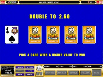 Deuces Wild 50 Power PlayPoker Gamble Feature