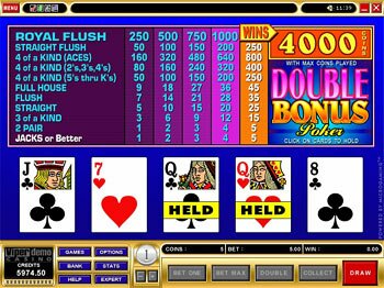 Double Bonus Video Poker 1