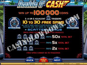 Double O' Cash Paytable