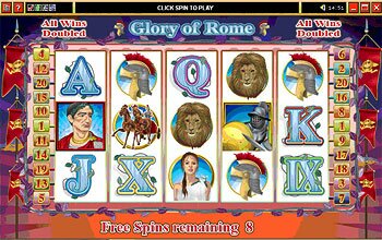 Glory of Rome Free Spin Screen