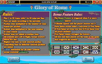 Glory of Rome Rules Screen
