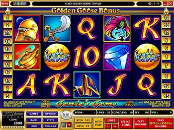 Golden Goose Genie�s Gems Main Screen