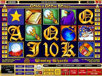 Golden Goose Winning Wizards Main Screen