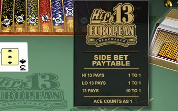 Hi Lo 13 Blackjack Sidebet Rules