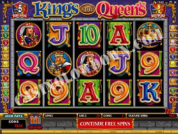 Kings and Queens Free Spins Screen