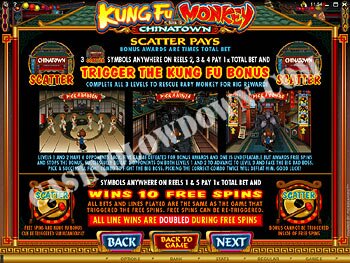 Kung Fu Monkey Paytable