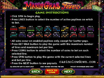 Mardi Gras Fever Instructions