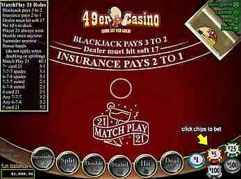 Match Play 21 Blackjack