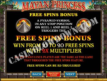Mayan Princess Paytable 1
