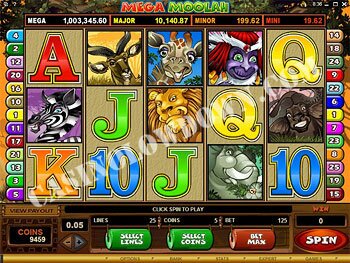 Mega Moolah Main Screen