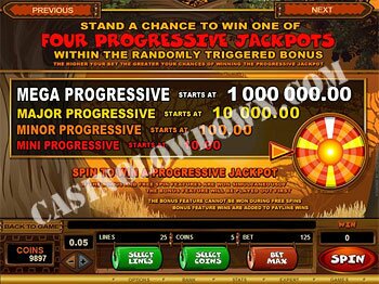 Mega Moolah Progressive Jackpot Screen