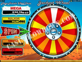MegaMoolah 5 Reel Drive Bonus Screen