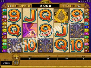 Mega Moolah Isis Free Spins Screen