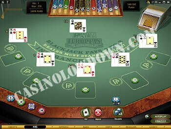 Multi Hand Perfect Pairs European Blackjack Gold Game Play Screen