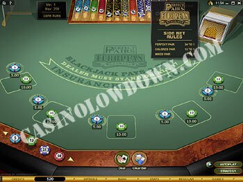 Multi Hand Perfect Pairs European Blackjack Gold Side Bet Rules