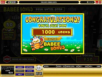 Bonus Screen Congratulations