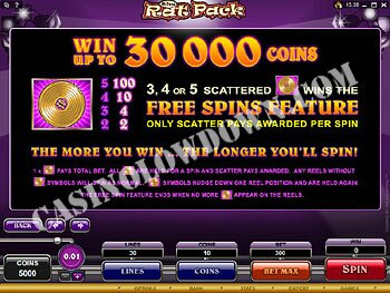 Rat Pack Paytable Screen