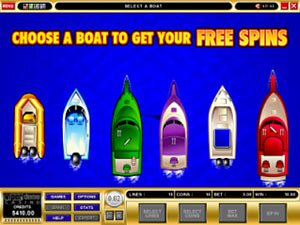 Bonus Free Spins Selection Screen