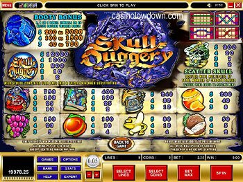Skull Duggery Paytable