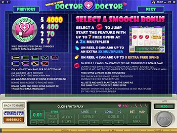 Sneak a Peak Doctor Doctor Paytable