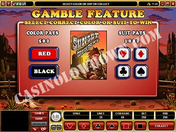 Sunset Showdown Gamble Screen