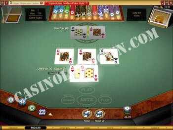 Triple Action Hold'em Bonus Poker Play