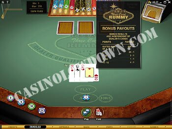Vegas 3 Card Rummy Gold Paytable Screen