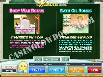 Wealth Spa Paytable