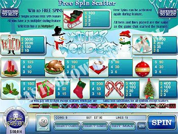 Winter Wonders Paytable Screen