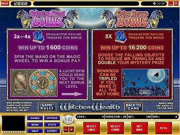 Witches Wealth Main Screen
